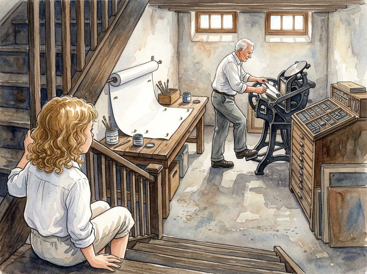 Grandad at his printing press