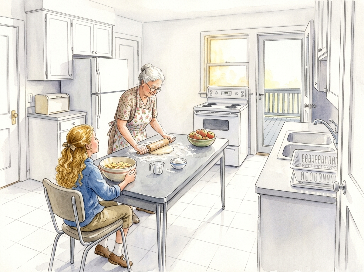Grandma rolling out the pie dough